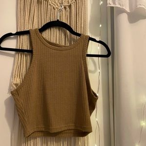 brown cropped tank top